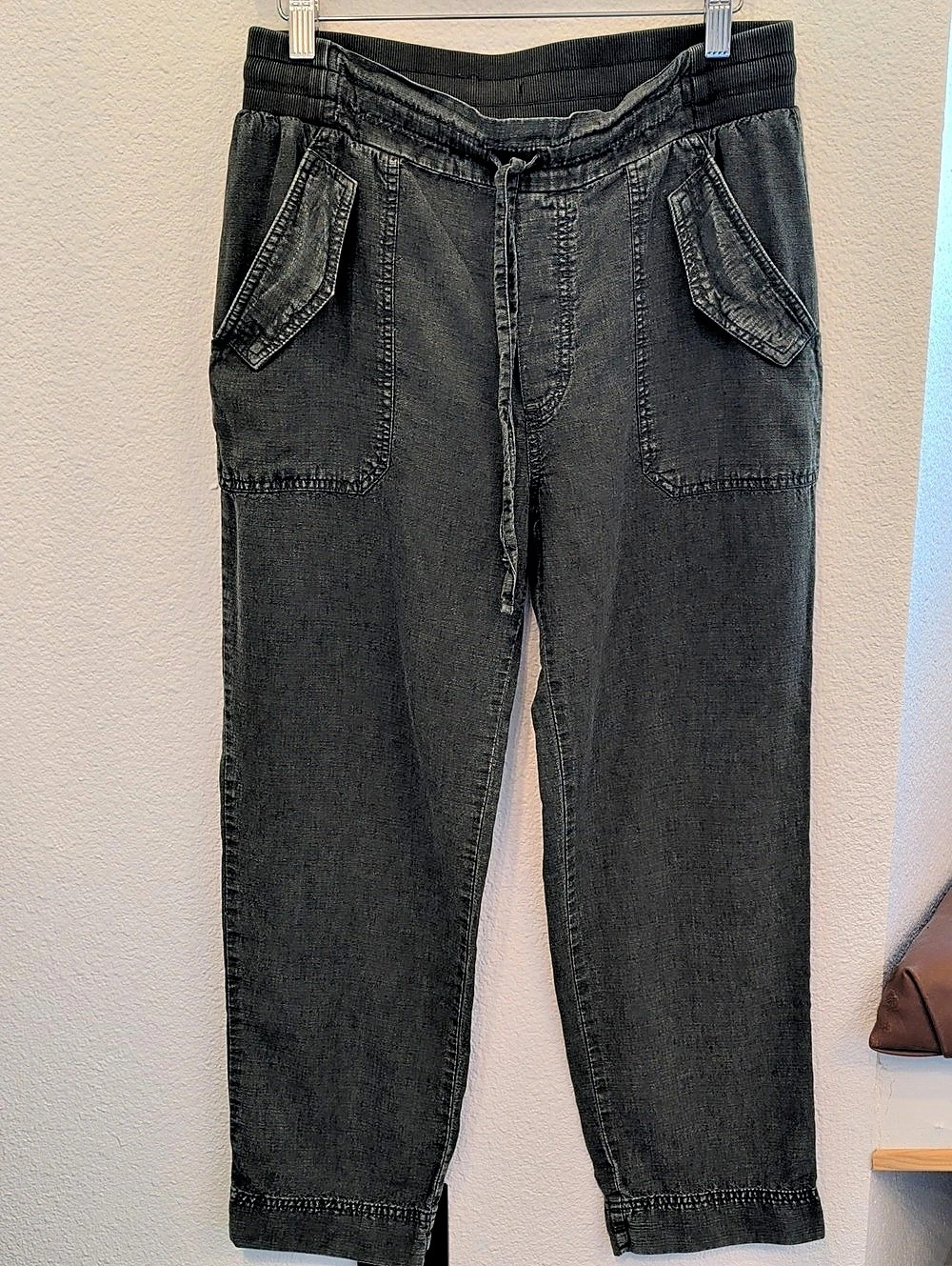 Splendid Olive Linen And Lyocell Straight Leg Pants